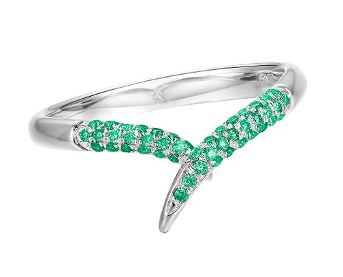 Majade Jewelry Design 14k金祖母綠戒指 簡約白金戒指 優雅祖母綠戒指 極簡主義結婚戒指