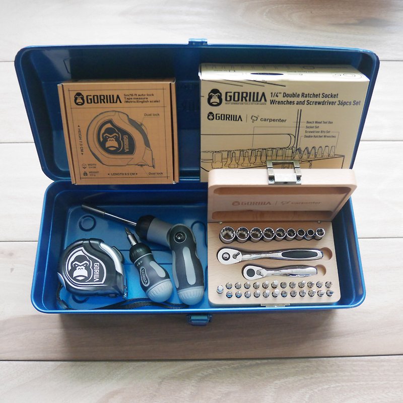 [Gorilla Metric and Inch Tape Measure Value Combination] X [TRUSCO] Y350B Royal Blue Toolbox - อื่นๆ - โลหะ 