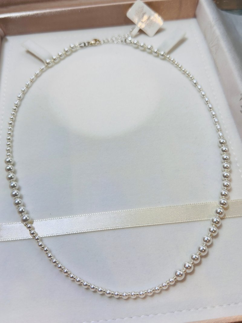 45.5+5cm Various Different Pearls-Glass Pearl Necklace JW63H-002 - สร้อยคอ - ไข่มุก หลากหลายสี