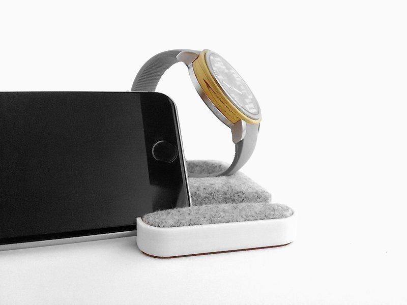 Unique multifunctional tray, Watch stand, Smartphone stand, Smart phone stand - ที่ตั้งมือถือ - วัสดุอีโค ขาว