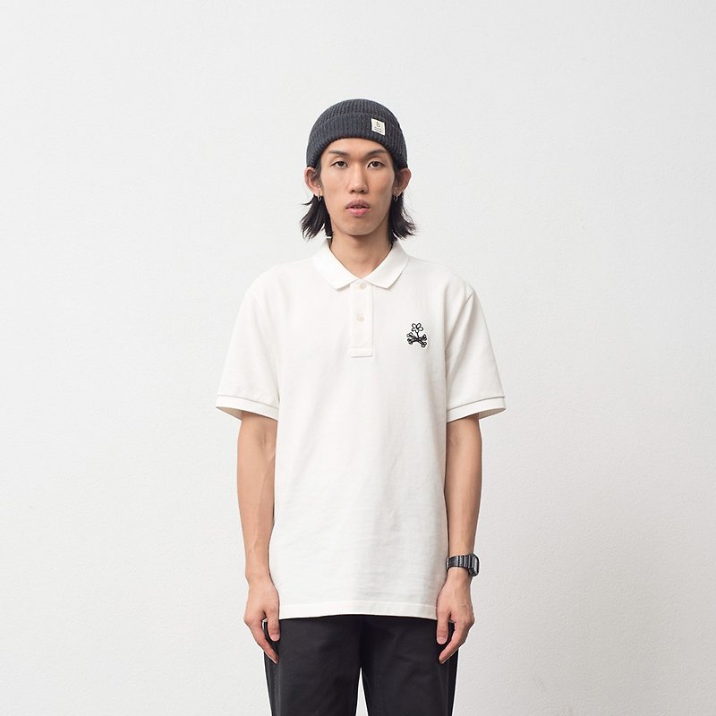 chichaqu | Polo shirt with Embroidery /Bone and Flower/