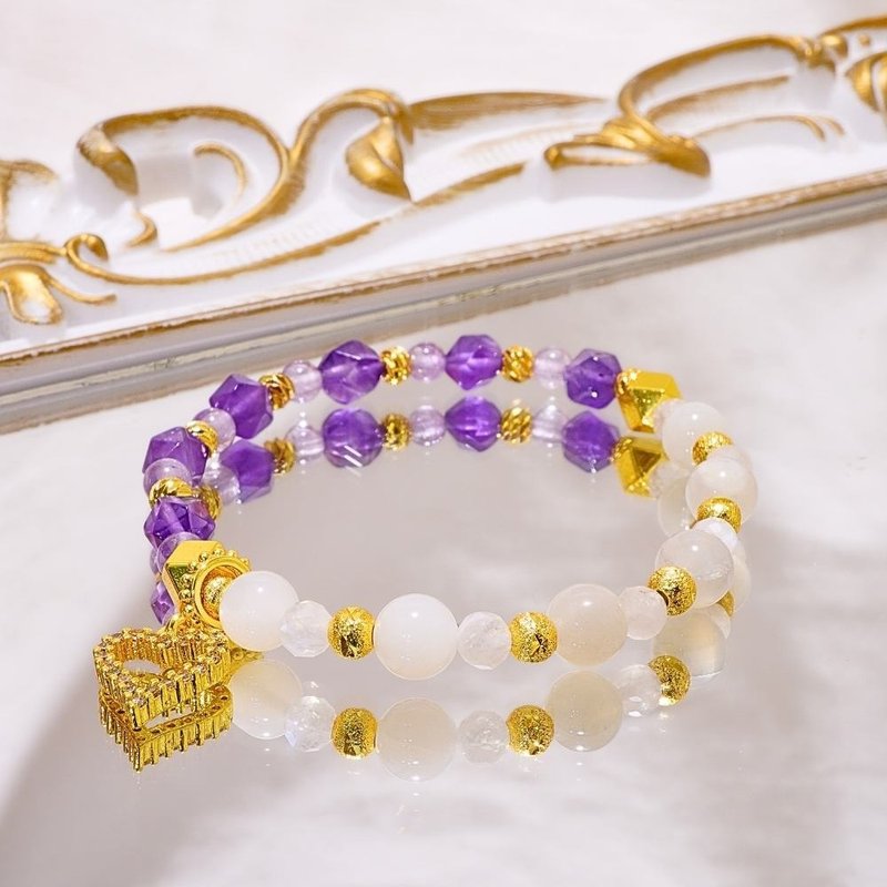 Our Promise/Amethyst White Moonlight/Natural Crystal Bracelet/Full of radiant vision - สร้อยข้อมือ - คริสตัล สีม่วง