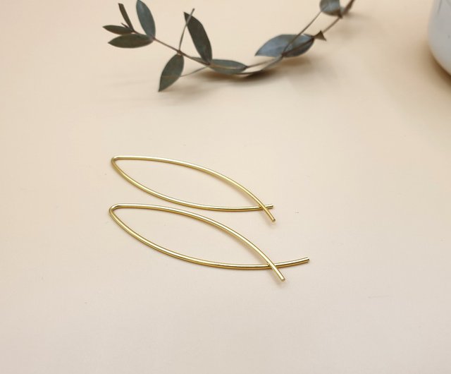 Minimal twist earring - Gold plated on silver925 - 設計館Littleme