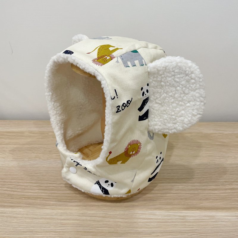 【現貨】・兒童帽子・熊帽・動物園款 - 嬰兒帽子/髮帶 - 棉．麻 橘色