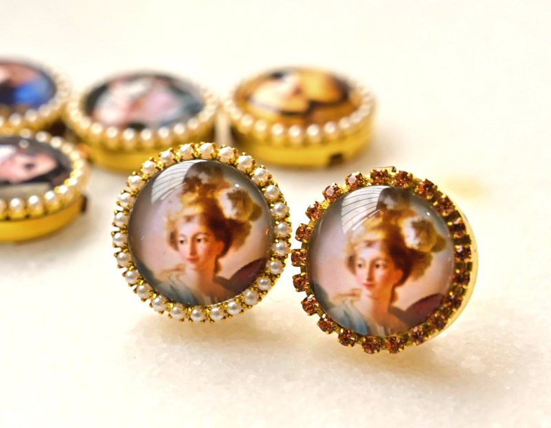 Button Cover 手作鈕扣飾~復古小清新~名畫系列: 智慧女神密涅瓦 - 胸針 - 其他材質 多色