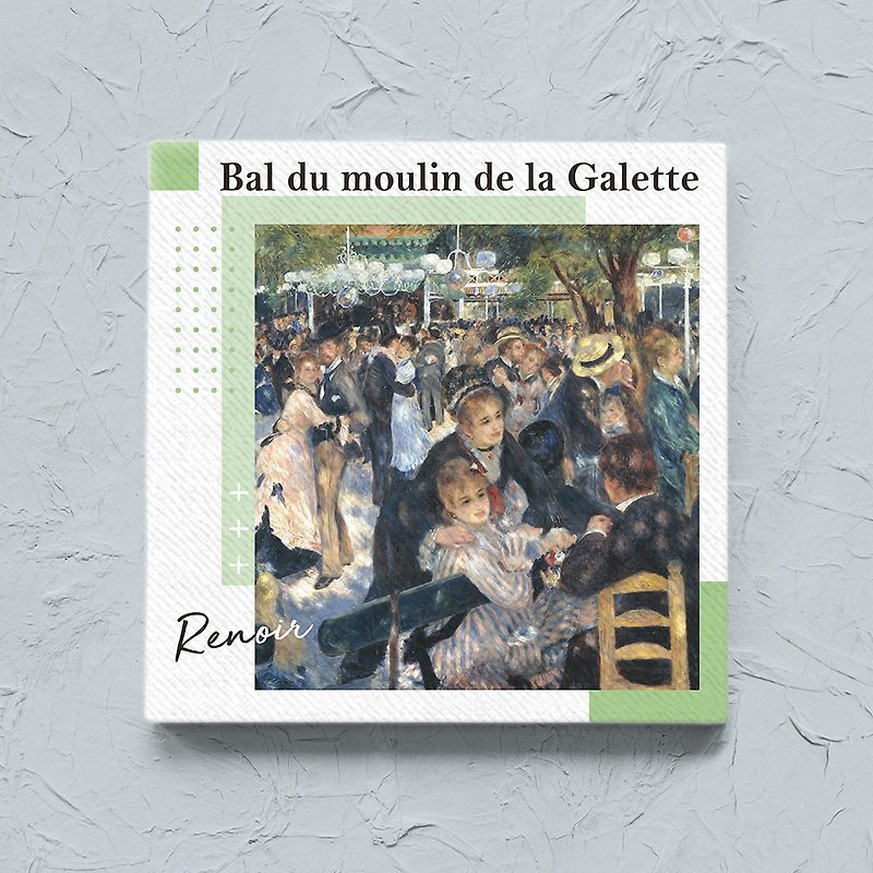 Classic painting / Renoir - The Ball at the Mill of Pancakes / Frameless painting (20x20cm) - กรอบรูป - ผ้าฝ้าย/ผ้าลินิน ขาว