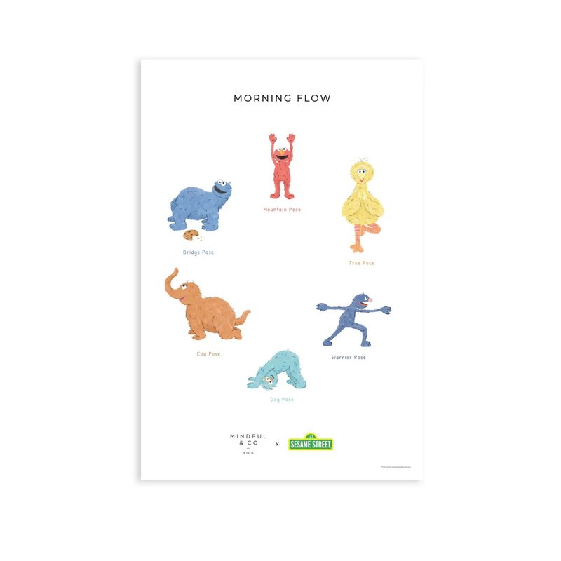芝麻街聯名手繪瑜伽姿勢海報 Mindful & Co Kids x Sesame Street - 海報/掛畫/掛布 - 環保材質 多色