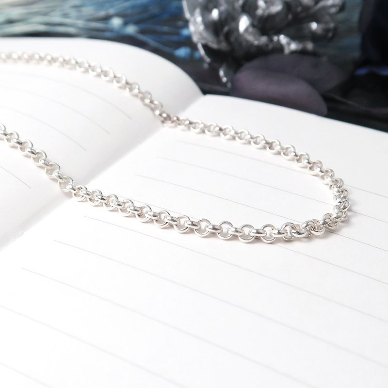 Sterling Silver Matching Chain Classic Small Round Chain (2.4mm Medium Chain) 925 Sterling Silver Custom Length Necklace - Necklaces - Sterling Silver Silver