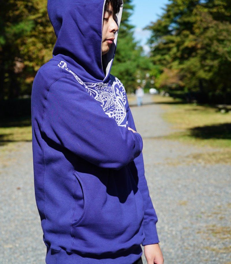 Flocky Carp Ring Hoodie - BLUE - 帽T/大學T - 棉．麻 藍色