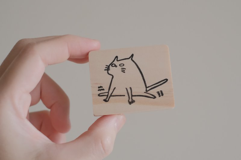 [Hand-Engraved Stamp- A must-have for cat lover] Cat Moves 03 Yoga Split Meow - Stamps & Stamp Pads - Rubber 