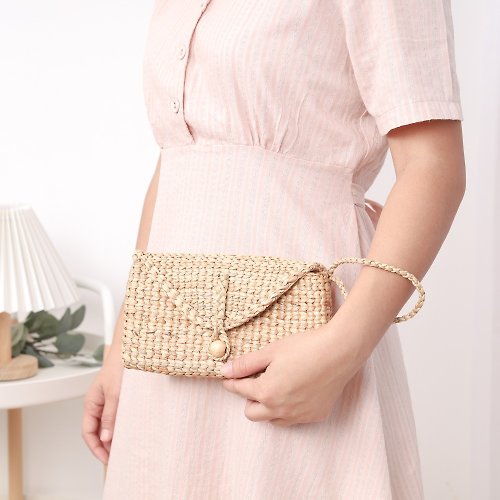 Formeki Women Bag New Fashion Women Wallet Straw Bag Casual Weave Bag Women  Clutch Solid Color Retro Purse For Women