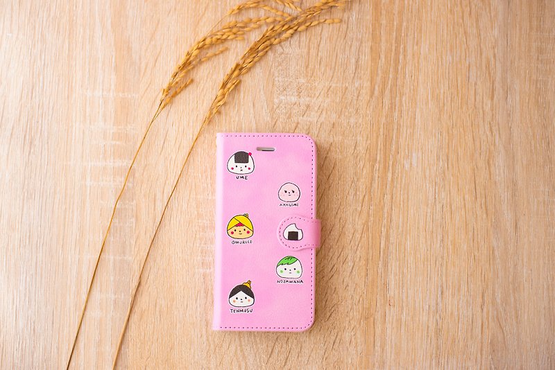 Notebook type smartphone case Lots of rice balls - อุปกรณ์เสริมอื่น ๆ - วัสดุอื่นๆ สึชมพู