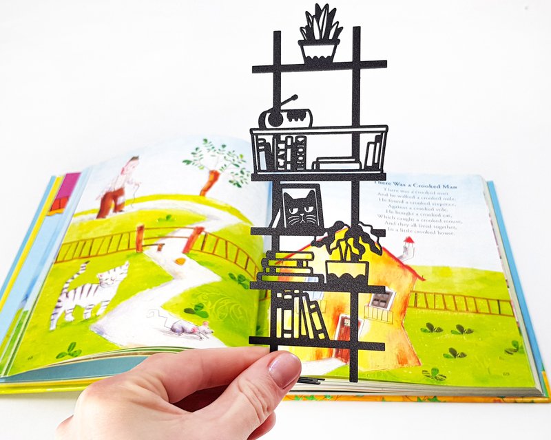 Bookmark My Bookshelf Best Friend Personalized Small Bookish Gift for Cat Lovers - 書籤 - 其他金屬 黑色