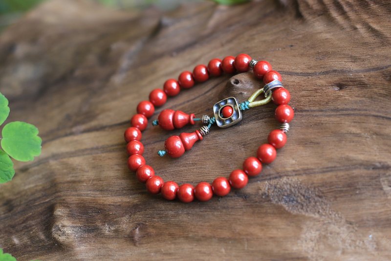 春秋手作 | 6mm原礦帝王砂  | s925 純銀 | 新年 - 手鍊/手鐲 - 半寶石 紅色