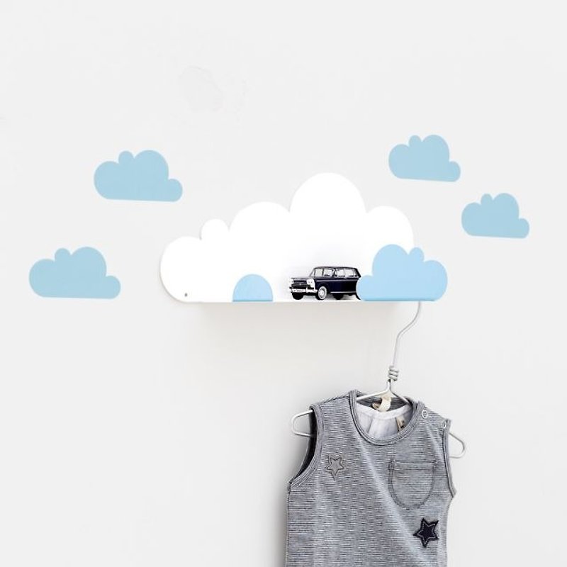 Spongy Cloud Shaped Shelf + Wall Sticker (Light Blue)