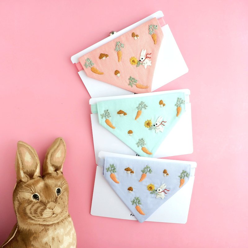 Bunny&#x27;s Garden - Breakaway cat collar : Bunny,hand-emboidered bandana,Removable