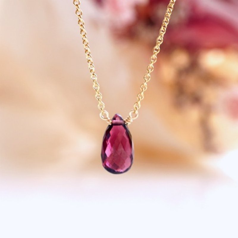 Rhodolite garnet pear-shaped cut necklace Johana - Necklaces - Gemstone Red