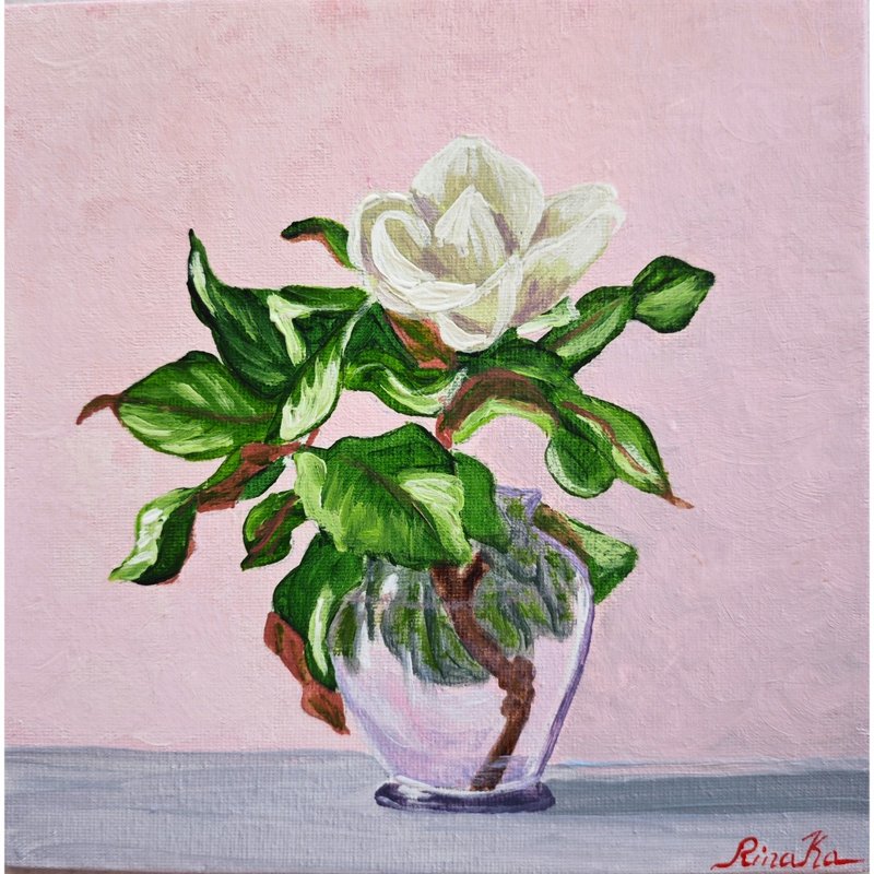 木蘭花枝花卉繪畫原創藝術手繪藝術品 作者 RinaArtSK - 壁貼/牆壁裝飾 - 其他材質 多色