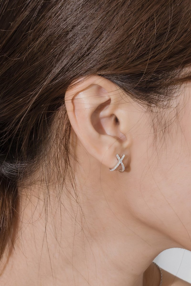 Murphy's Law. diamond row earrings - Earrings & Clip-ons - Sterling Silver Gold