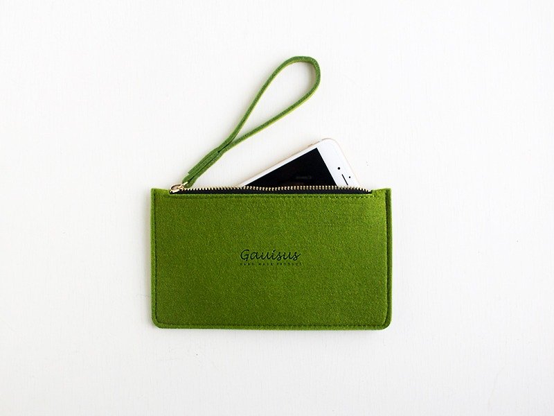 Leyang·Leyan-wool felt storage bag / mobile phone bag - green grass green (new) - กระเป๋าคลัทช์ - ขนแกะ สีเขียว