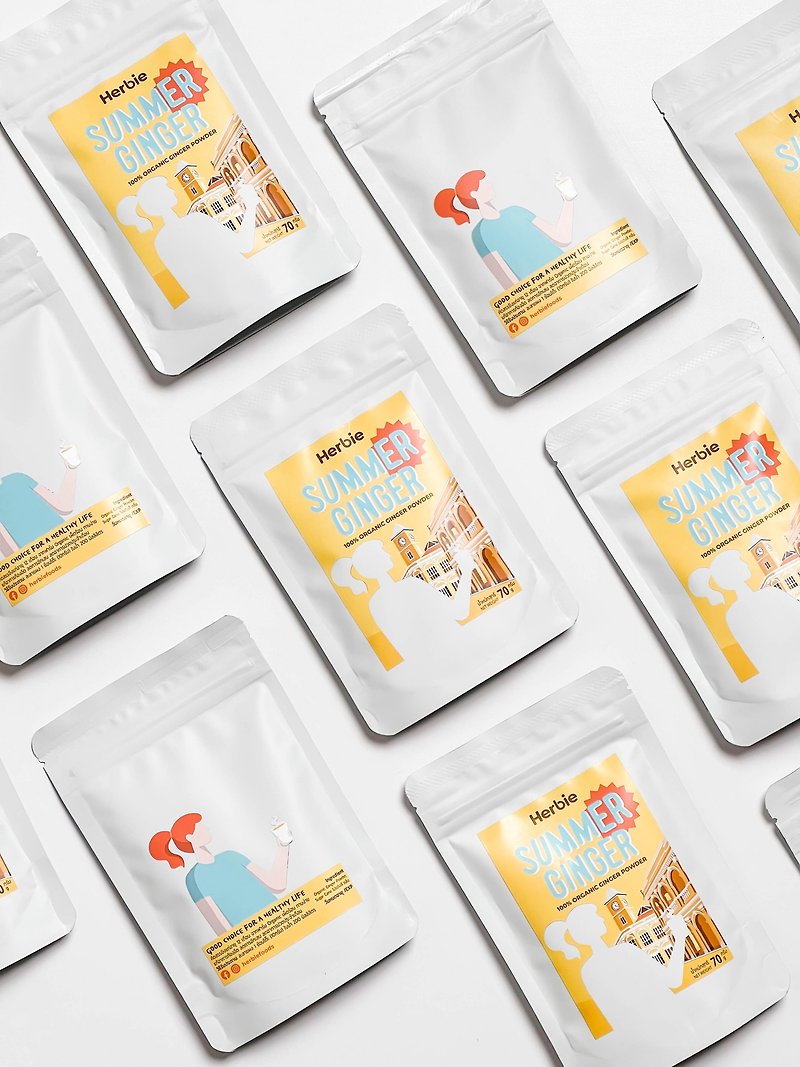 植物．花 果汁/蔬果汁 黃色 - Summer Ginger Set | Organic ginger powder 70 g x 10 packs