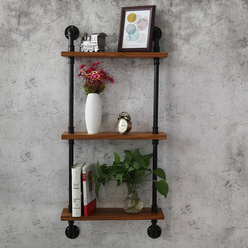 American industrial style retro water pipe rack wall decorative bookshelf storage rack - ชั้นวาง/ตะกร้า - โลหะ 