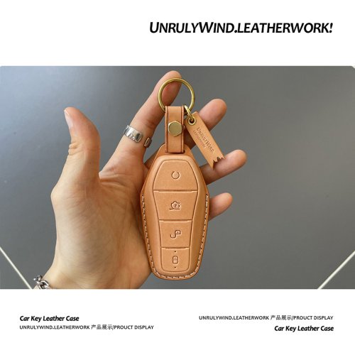 UnrulyWind.LEATHERWORK 適用比亞迪海豚鑰匙套漢宋plus唐dmi秦pro元e2mx byd 義大利牛皮