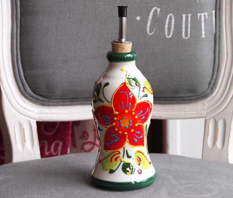 法式彩繪醬料瓶/陶瓷瓶 - 調味瓶/調味架 - 瓷 白色
