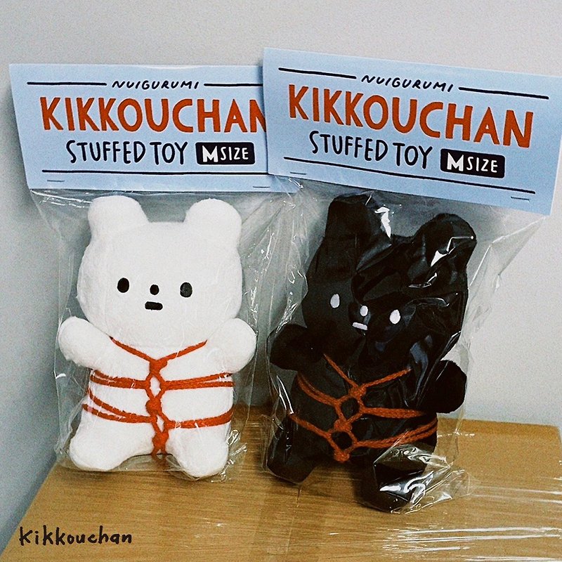 Kikkouchan 綑綑兔 綑綁兔 龜甲縛 立體玩偶 布偶 酷黑款 M號 - 公仔模型 - 棉．麻 黑色