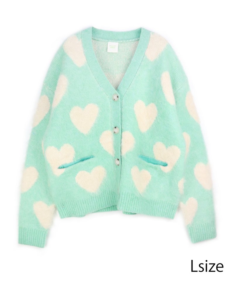 LOVEBOMB BRUSHED KINT CARDIGAN - สเวตเตอร์ผู้หญิง - ขนแกะ สีเขียว