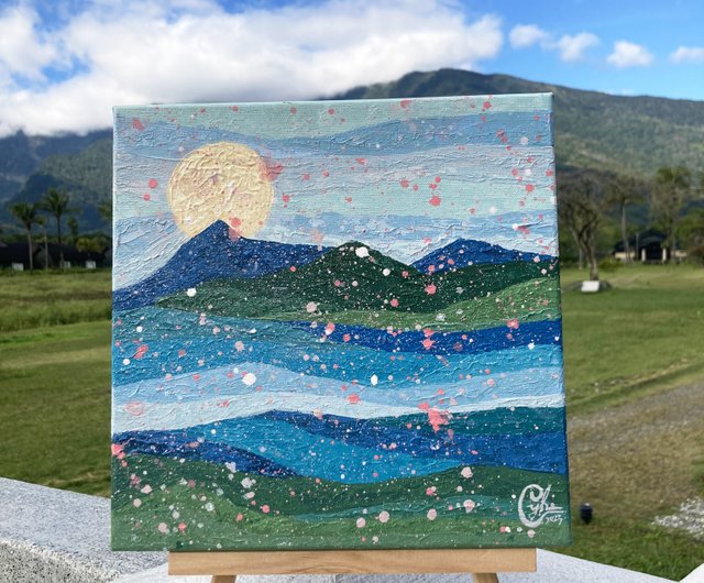 山へ向かう抽象絵画 1 絵画 山へ向かう 1 - ショップ chihyingheart