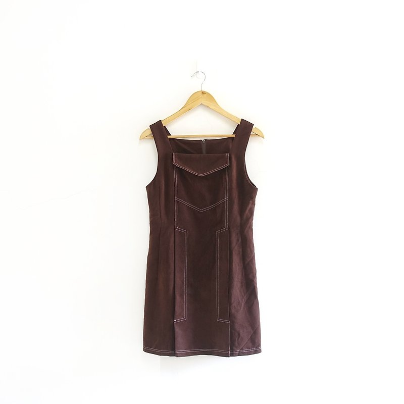 │Slowly │ simple flannel - vintage dress │ vintage. Vintage. - ชุดเดรส - วัสดุอื่นๆ สีนำ้ตาล