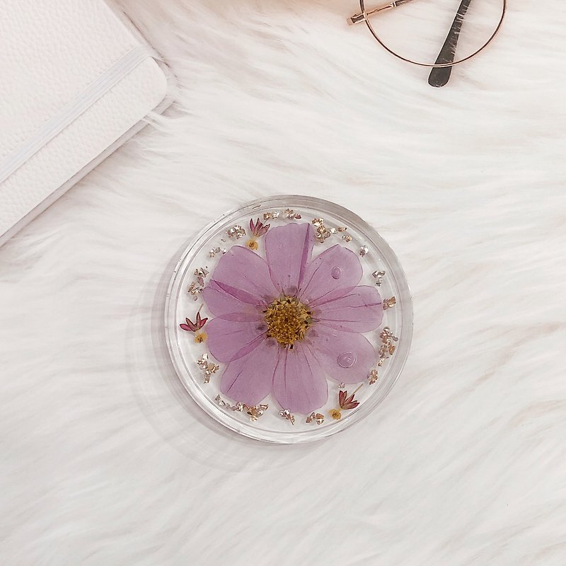 Pressed Flowers / Fruits Resin Coaster / Tray - Gesang Flower - Items for Display - Resin Purple