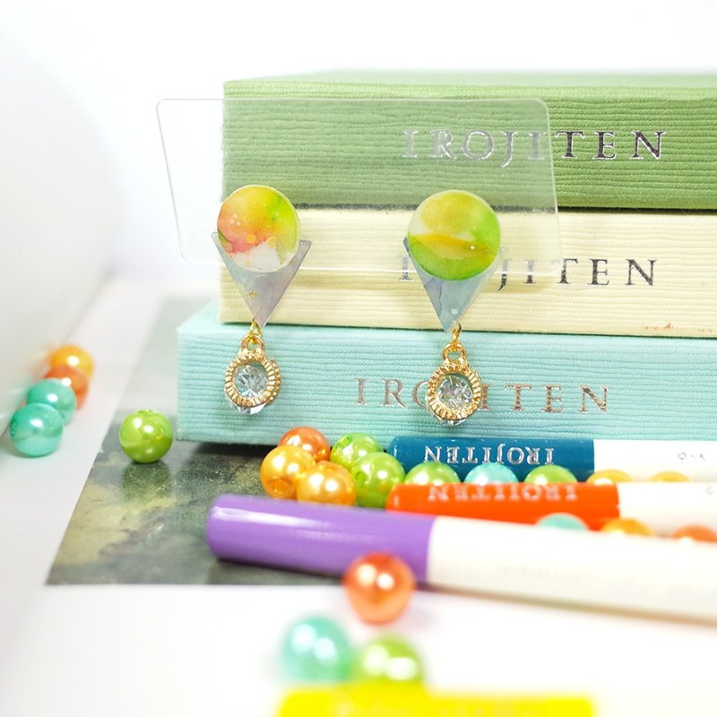 Bubble hand-painted on-ear earrings , Clip-On/ear needles - Earrings & Clip-ons - Waterproof Material Multicolor