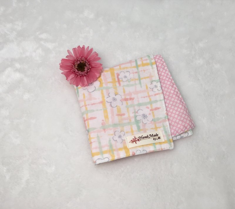 Elegant small floral organic cotton handkerchief - Handkerchiefs & Pocket Squares - Other Materials Pink