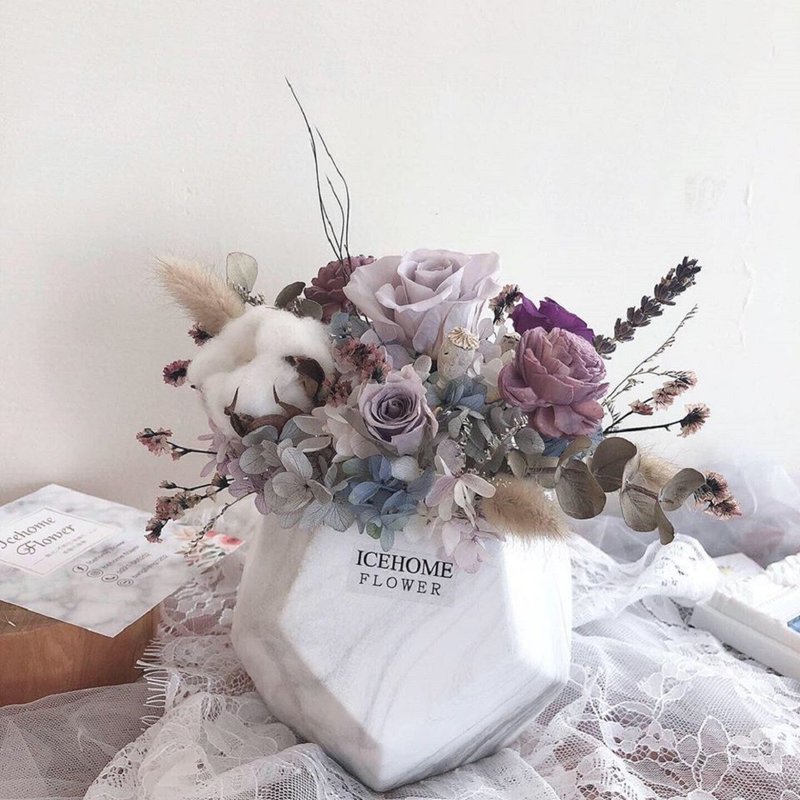 不規則大理石紋永生花禮 典雅紫灰色 莫蘭迪色 永生花 乾燥花 - 擺飾/家飾品 - 植物．花 紫色