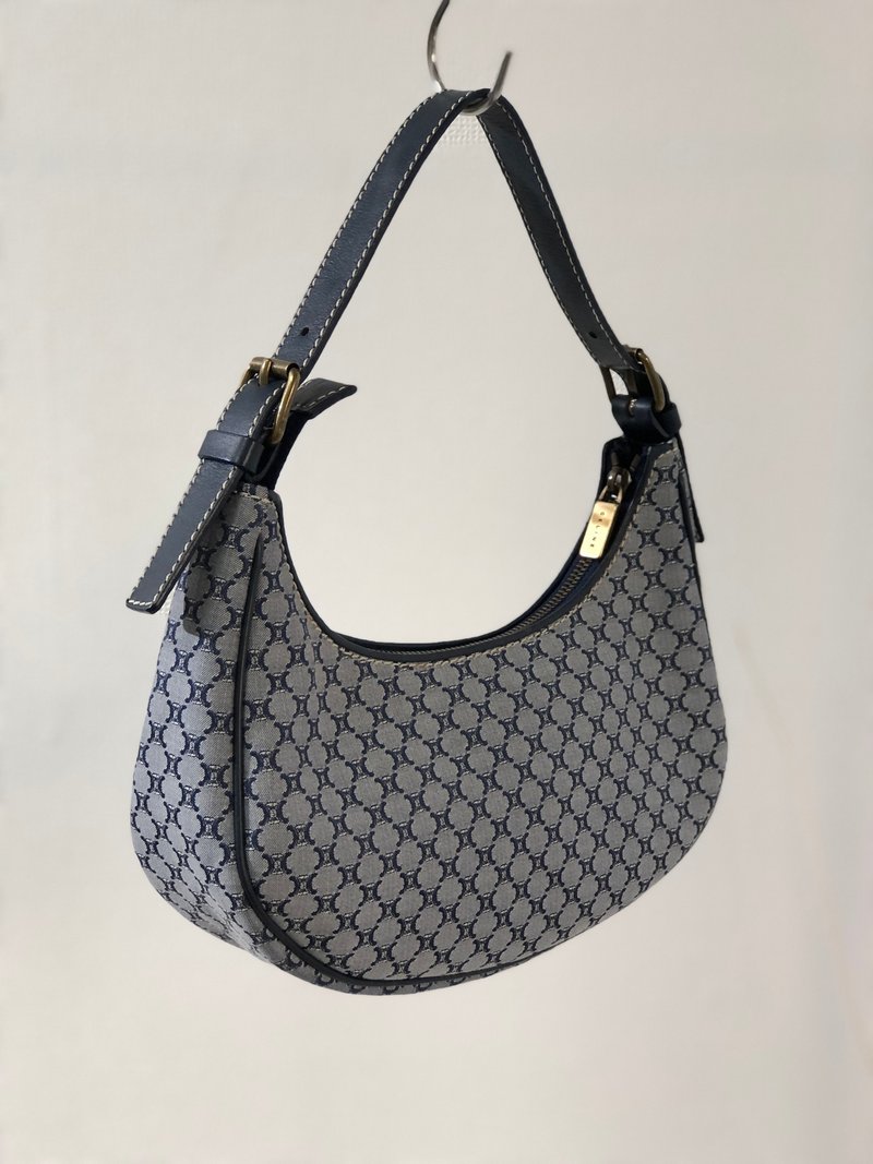 【 日本直送　名牌中古包 】CELINE セリーヌ ブラゾン キャンバス×レザー AVA ホーボーバッグ ハンドバッグ ネイビー xeda2r - 手提包/手提袋 - 真皮 藍色