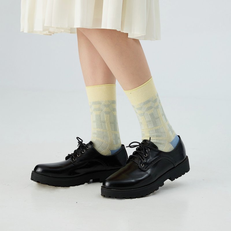 Secret Room/Goose Yellow (F)-MIT Design Mid-calf Socks - ถุงเท้า - ผ้าฝ้าย/ผ้าลินิน สีเหลือง