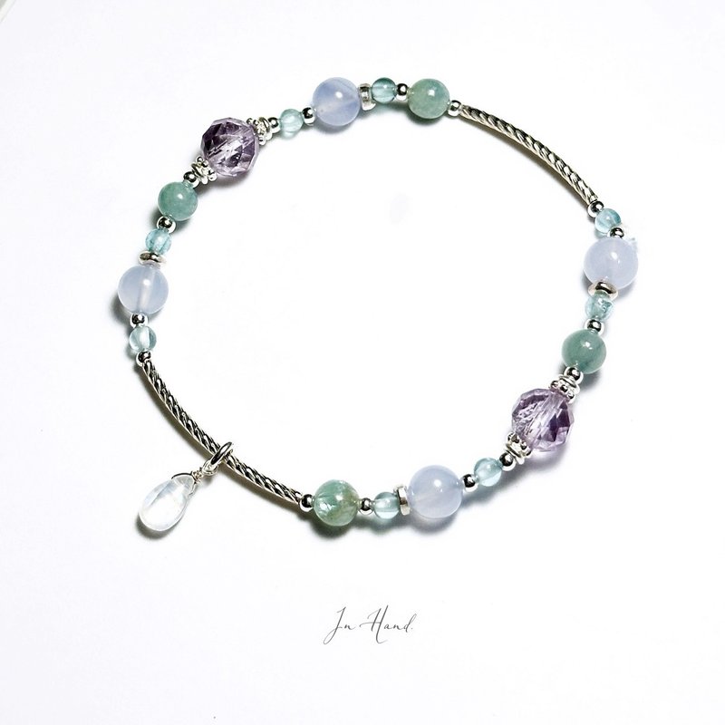 晨光精靈系-藍晶石.藍紋瑪瑙.高品質鑽切紫水晶.設計款手鍊 - 手鍊/手環 - 水晶 紫色