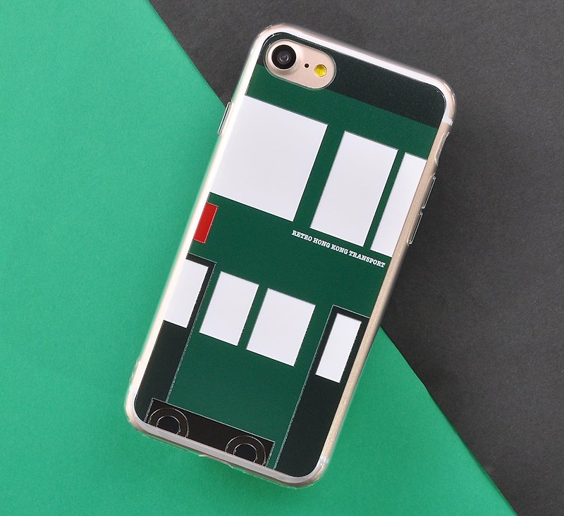 Retro Means of Transports in Hong Kong Style iPhone X Phone Case Tram - เคส/ซองมือถือ - พลาสติก สีเขียว