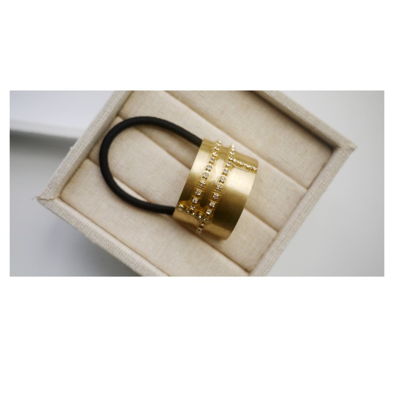 幾何排鑽髮繩 | 髮圈 | hair tie/elastic - 髮夾/髮圈 - 其他材質 金色