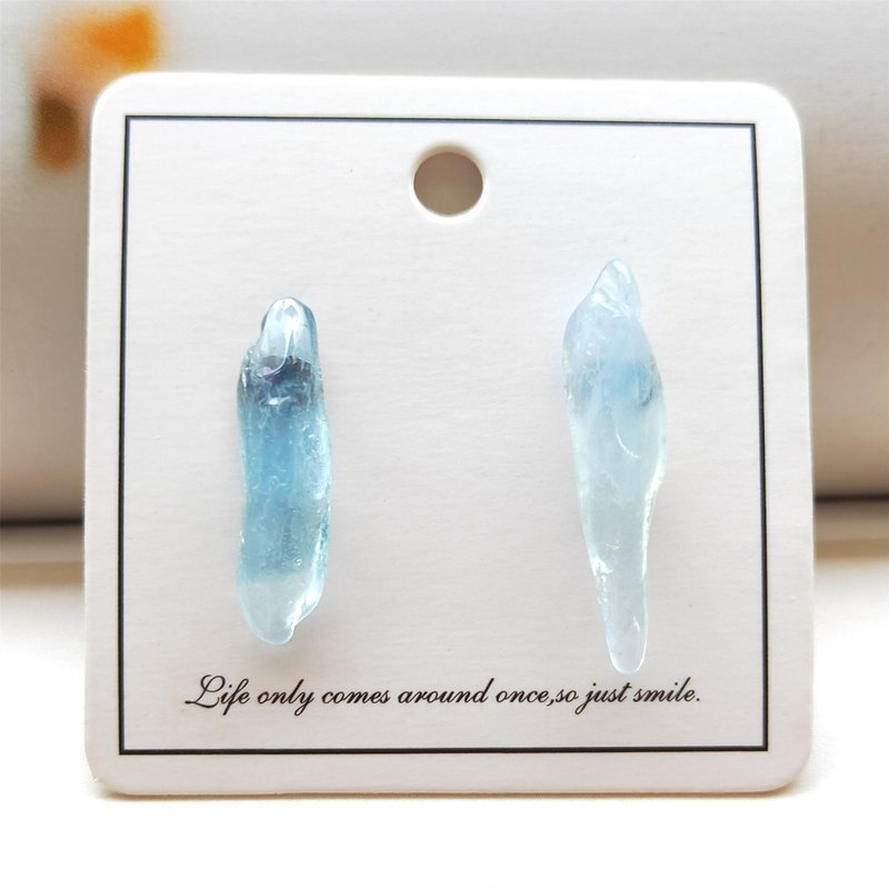 Unique Turquoise Ear Studs Natural Stone Earrings - ต่างหู - วัสดุอื่นๆ 