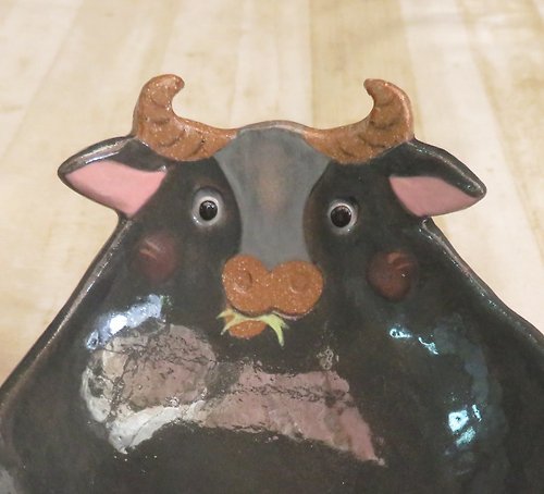 dodomade DoDo手作 動物造型碗-灰哞哞水牛淺碗
