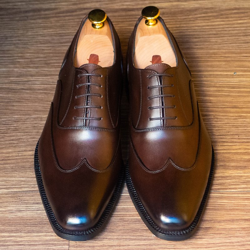 革 革靴 メンズ ブラウン - REGENT シンプル ウィング オックスフォード シューズ - コーヒー / オーステリティ ブローグ オックスフォード ブラウン