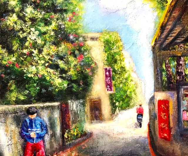 高速 割引 2025 西日本 イタリアの裏路地・大型油絵※新品 絵画