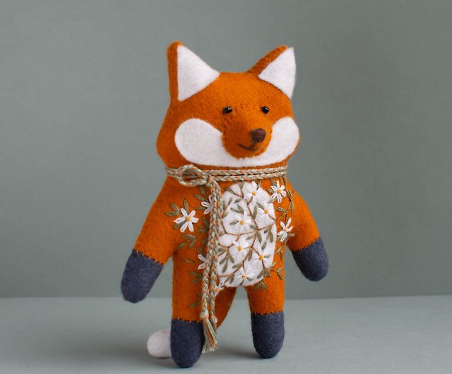Merino Wool Handmade Felt Fox 9" Toys Nepal Felt Gifts Home decor 