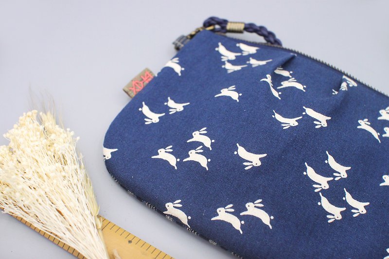 Out of print - safe side backpack - running bunny, double-sided two-tone - Messenger Bags & Sling Bags - Cotton & Hemp Blue
