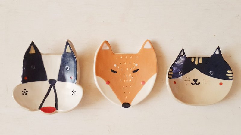 森林陶瓷小動物筷架與小物淺碟 - 花瓶/陶器 - 陶 咖啡色
