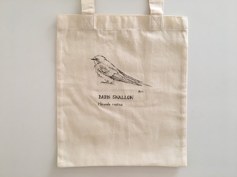 Pure hand-painted bird cotton shopping bag ‧ Swallows - กระเป๋าถือ - ผ้าฝ้าย/ผ้าลินิน 