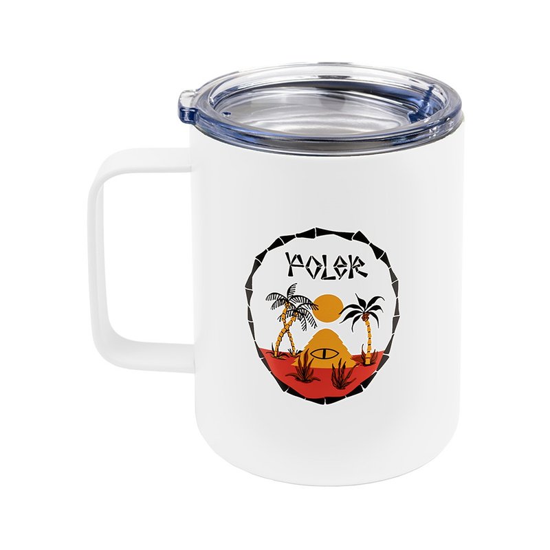 POLER INSULATED MUG Stainless Steel steel mug (with lid) white - Cups - Polyester White